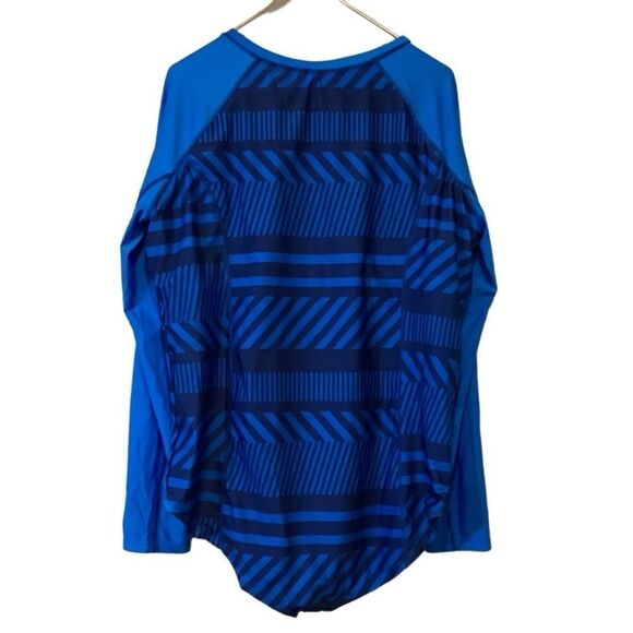 NWT Long Sleeve Half Zip Swimsuit UV Skin Blue Size 3X UPF 50+ Rash Guard - Picture 5 of 12